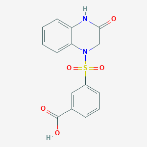 molecular formula C15H12N2O5S B7600752 3-[(3-Oxo-2,4-dihydroquinoxalin-1-yl)sulfonyl]benzoic acid 