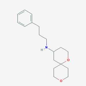 molecular formula C18H27NO2 B7600766 N-(3-phenylpropyl)-1,9-dioxaspiro[5.5]undecan-4-amine 