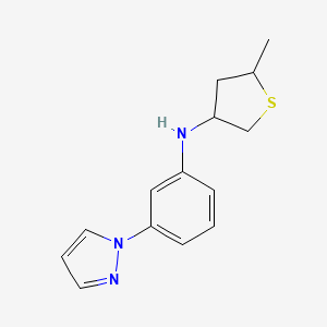 molecular formula C14H17N3S B7600776 5-methyl-N-(3-pyrazol-1-ylphenyl)thiolan-3-amine 