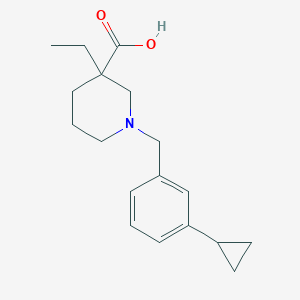 molecular formula C18H25NO2 B7600780 1-[(3-Cyclopropylphenyl)methyl]-3-ethylpiperidine-3-carboxylic acid 