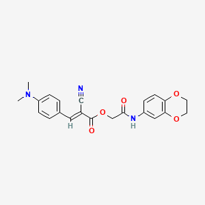 molecular formula C22H21N3O5 B7600792 [2-(2,3-dihydro-1,4-benzodioxin-6-ylamino)-2-oxoethyl] (E)-2-cyano-3-[4-(dimethylamino)phenyl]prop-2-enoate 