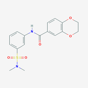 molecular formula C17H18N2O5S B7600795 N-[3-(dimethylsulfamoyl)phenyl]-2,3-dihydro-1,4-benzodioxine-6-carboxamide 