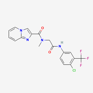 molecular formula C18H14ClF3N4O2 B7600820 N-[2-[4-chloro-3-(trifluoromethyl)anilino]-2-oxoethyl]-N-methylimidazo[1,2-a]pyridine-2-carboxamide 