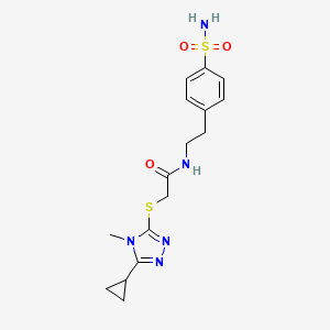 molecular formula C16H21N5O3S2 B7600945 2-[(5-cyclopropyl-4-methyl-1,2,4-triazol-3-yl)sulfanyl]-N-[2-(4-sulfamoylphenyl)ethyl]acetamide 