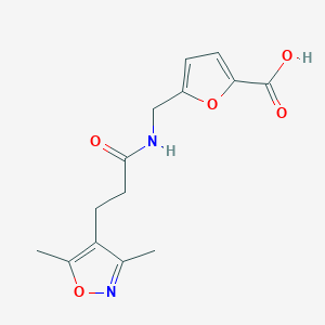 molecular formula C14H16N2O5 B7600978 5-[[3-(3,5-Dimethyl-1,2-oxazol-4-yl)propanoylamino]methyl]furan-2-carboxylic acid 