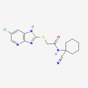 molecular formula C15H16ClN5OS B7600986 2-[(6-chloro-1H-imidazo[4,5-b]pyridin-2-yl)sulfanyl]-N-(1-cyanocyclohexyl)acetamide 