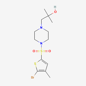 molecular formula C13H21BrN2O3S2 B7601008 1-[4-(5-Bromo-4-methylthiophen-2-yl)sulfonylpiperazin-1-yl]-2-methylpropan-2-ol 