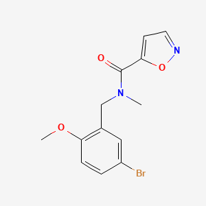 molecular formula C13H13BrN2O3 B7601046 N-[(5-bromo-2-methoxyphenyl)methyl]-N-methyl-1,2-oxazole-5-carboxamide 