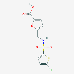 molecular formula C10H8ClNO5S2 B7601056 5-[[(5-Chlorothiophen-2-yl)sulfonylamino]methyl]furan-2-carboxylic acid 