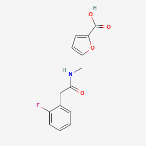 molecular formula C14H12FNO4 B7601073 5-[[[2-(2-Fluorophenyl)acetyl]amino]methyl]furan-2-carboxylic acid 