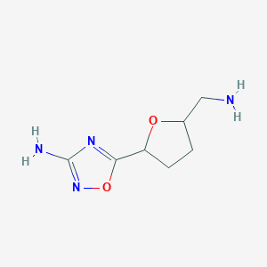 molecular formula C7H12N4O2 B7601096 5-[5-(Aminomethyl)oxolan-2-yl]-1,2,4-oxadiazol-3-amine 