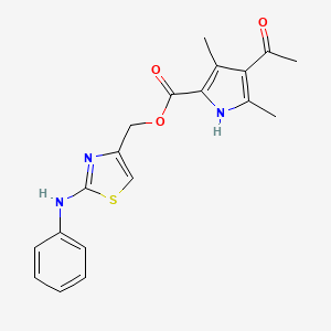 molecular formula C19H19N3O3S B7601285 (2-anilino-1,3-thiazol-4-yl)methyl 4-acetyl-3,5-dimethyl-1H-pyrrole-2-carboxylate 