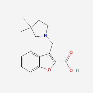 molecular formula C16H19NO3 B7601309 3-[(3,3-Dimethylpyrrolidin-1-yl)methyl]-1-benzofuran-2-carboxylic acid 