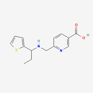 molecular formula C14H16N2O2S B7601344 6-[(1-Thiophen-2-ylpropylamino)methyl]pyridine-3-carboxylic acid 