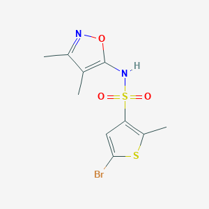 molecular formula C10H11BrN2O3S2 B7601413 5-bromo-N-(3,4-dimethyl-1,2-oxazol-5-yl)-2-methylthiophene-3-sulfonamide 