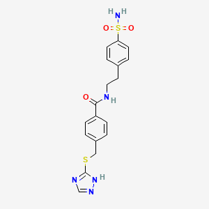 molecular formula C18H19N5O3S2 B7601420 N-[2-(4-sulfamoylphenyl)ethyl]-4-(1H-1,2,4-triazol-5-ylsulfanylmethyl)benzamide 