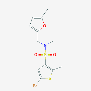 molecular formula C12H14BrNO3S2 B7601432 5-bromo-N,2-dimethyl-N-[(5-methylfuran-2-yl)methyl]thiophene-3-sulfonamide 