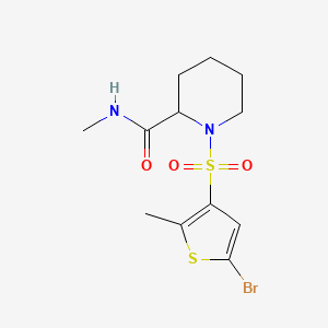 molecular formula C12H17BrN2O3S2 B7601503 1-(5-bromo-2-methylthiophen-3-yl)sulfonyl-N-methylpiperidine-2-carboxamide 