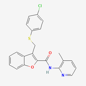 molecular formula C22H17ClN2O2S B7601587 3-[(4-chlorophenyl)sulfanylmethyl]-N-(3-methylpyridin-2-yl)-1-benzofuran-2-carboxamide 