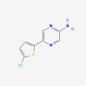 molecular formula C8H6ClN3S B7601615 5-(5-Chlorothiophen-2-yl)pyrazin-2-amine 