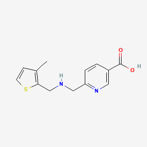 molecular formula C13H14N2O2S B7601653 6-[[(3-Methylthiophen-2-yl)methylamino]methyl]pyridine-3-carboxylic acid 