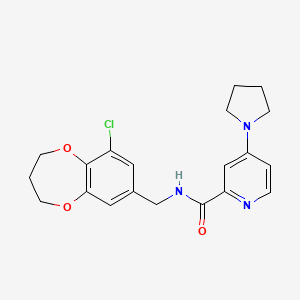 molecular formula C20H22ClN3O3 B7601672 N-[(6-chloro-3,4-dihydro-2H-1,5-benzodioxepin-8-yl)methyl]-4-pyrrolidin-1-ylpyridine-2-carboxamide 