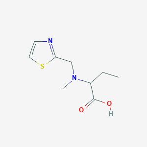 molecular formula C9H14N2O2S B7601754 2-[Methyl(1,3-thiazol-2-ylmethyl)amino]butanoic acid 