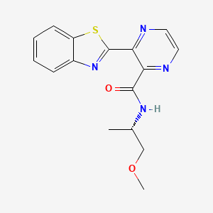 molecular formula C16H16N4O2S B7601785 3-(1,3-benzothiazol-2-yl)-N-[(2S)-1-methoxypropan-2-yl]pyrazine-2-carboxamide 