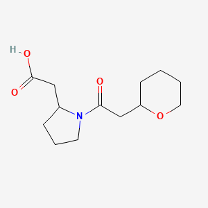 molecular formula C13H21NO4 B7601822 2-[1-[2-(Oxan-2-yl)acetyl]pyrrolidin-2-yl]acetic acid 