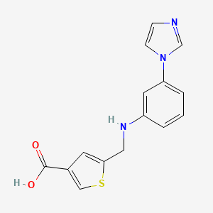 molecular formula C15H13N3O2S B7601866 5-[(3-Imidazol-1-ylanilino)methyl]thiophene-3-carboxylic acid 