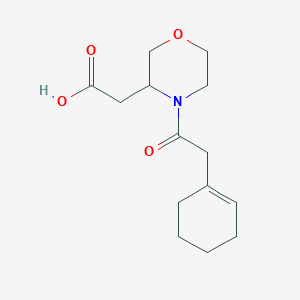 molecular formula C14H21NO4 B7601980 2-[4-[2-(Cyclohexen-1-yl)acetyl]morpholin-3-yl]acetic acid 