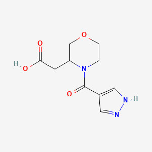 molecular formula C10H13N3O4 B7601990 2-[4-(1H-pyrazole-4-carbonyl)morpholin-3-yl]acetic acid 