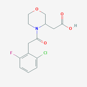 molecular formula C14H15ClFNO4 B7602012 2-[4-[2-(2-Chloro-6-fluorophenyl)acetyl]morpholin-3-yl]acetic acid 