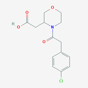 molecular formula C14H16ClNO4 B7602119 2-[4-[2-(4-Chlorophenyl)acetyl]morpholin-3-yl]acetic acid 