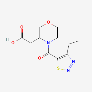 molecular formula C11H15N3O4S B7602146 2-[4-(4-Ethylthiadiazole-5-carbonyl)morpholin-3-yl]acetic acid 