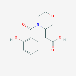 molecular formula C14H17NO5 B7602160 2-[4-(2-Hydroxy-4-methylbenzoyl)morpholin-3-yl]acetic acid 