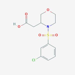 molecular formula C12H14ClNO5S B7602204 2-[4-(3-Chlorophenyl)sulfonylmorpholin-3-yl]acetic acid 