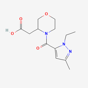 molecular formula C13H19N3O4 B7602214 2-[4-(2-Ethyl-5-methylpyrazole-3-carbonyl)morpholin-3-yl]acetic acid 