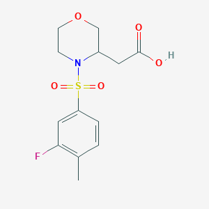 molecular formula C13H16FNO5S B7602217 2-[4-(3-Fluoro-4-methylphenyl)sulfonylmorpholin-3-yl]acetic acid 