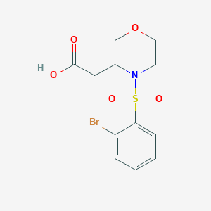 molecular formula C12H14BrNO5S B7602230 2-[4-(2-Bromophenyl)sulfonylmorpholin-3-yl]acetic acid 