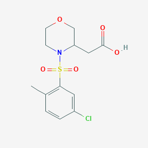 molecular formula C13H16ClNO5S B7602261 2-[4-(5-Chloro-2-methylphenyl)sulfonylmorpholin-3-yl]acetic acid 