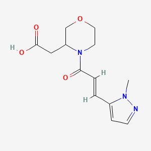 molecular formula C13H17N3O4 B7602269 2-[4-[(E)-3-(2-methylpyrazol-3-yl)prop-2-enoyl]morpholin-3-yl]acetic acid 