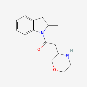 molecular formula C15H20N2O2 B7602301 1-(2-Methyl-2,3-dihydroindol-1-yl)-2-morpholin-3-ylethanone 