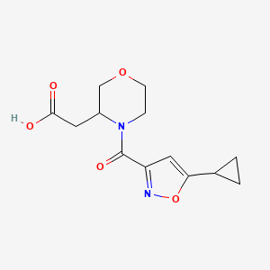 molecular formula C13H16N2O5 B7602313 2-[4-(5-Cyclopropyl-1,2-oxazole-3-carbonyl)morpholin-3-yl]acetic acid 