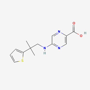 molecular formula C13H15N3O2S B7602360 5-[(2-Methyl-2-thiophen-2-ylpropyl)amino]pyrazine-2-carboxylic acid 