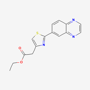 molecular formula C15H13N3O2S B7602419 Ethyl 2-(2-quinoxalin-6-yl-1,3-thiazol-4-yl)acetate 