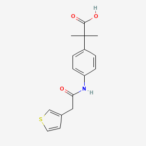 2-Methyl-2-[4-[(2-thiophen-3-ylacetyl)amino]phenyl]propanoic acid