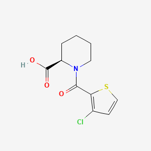 molecular formula C11H12ClNO3S B7602529 (2R)-1-(3-chlorothiophene-2-carbonyl)piperidine-2-carboxylic acid 