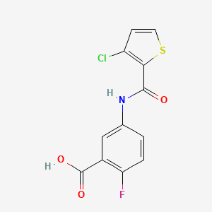 molecular formula C12H7ClFNO3S B7602543 5-[(3-Chlorothiophene-2-carbonyl)amino]-2-fluorobenzoic acid 