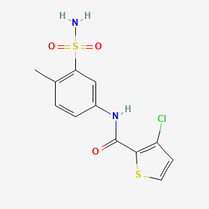 molecular formula C12H11ClN2O3S2 B7602565 3-chloro-N-(4-methyl-3-sulfamoylphenyl)thiophene-2-carboxamide 